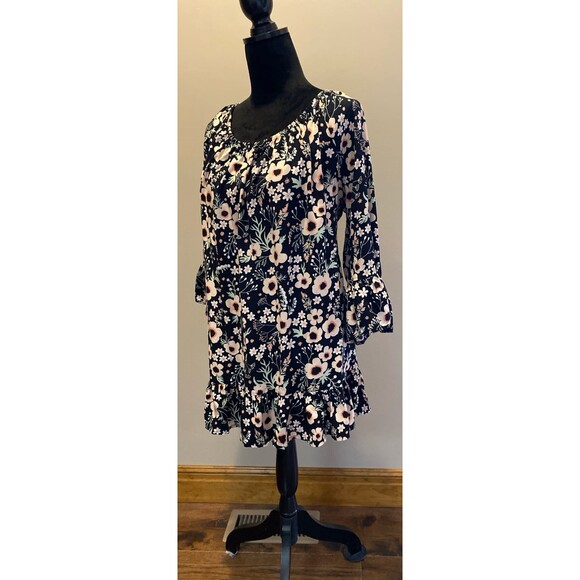 Terra & Sky Tunic Blouse Plus Size 2X Floral Print Ruffle Hem Bell Sleeve Boho - Picture 5 of 10